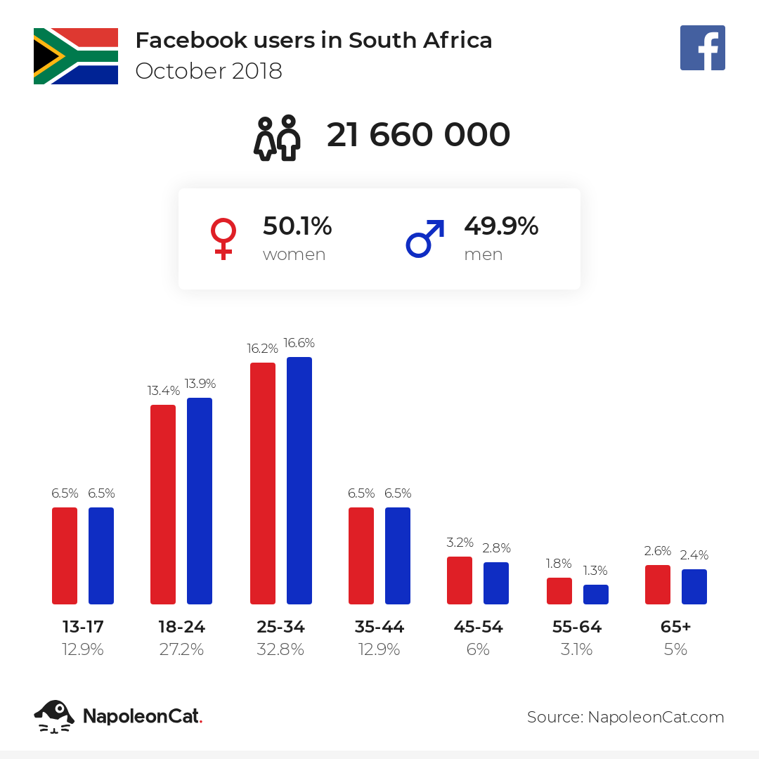 Facebook users in South Africa